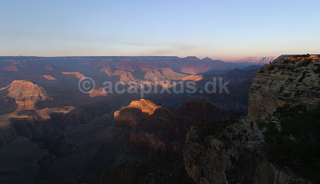 Grand Canyon National Park. Granite Gorge i Grand Canyon National Park ved solnedgang set fra Grand Canyon Vilage; ; Grand Canyon National Park / Arizona; USA; Nord Amerika; ; Floder, vandl�b, vand, slugter, erosion, nationalparker