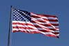 Flag. Det amerikanske flag Stars and Stripes  New York USA Nord Amerika  National symboler, nationalitet, stjerner, striber, flagstang, flagring