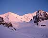 Bl�emlisalp. Wyssi Frau (tv, 3650) og Bl�mlisalphorn (th, 3590 m) i Bl�emlisalp ryggen  Kandersteg Schweiz Europa  