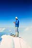 Bjergbestiger. Bjergbestiger p� toppen af Mt Blanc ( Scan af KOL2436 )   Mont Blanc Frankrig   Bjergbestigning, Monte Bianco