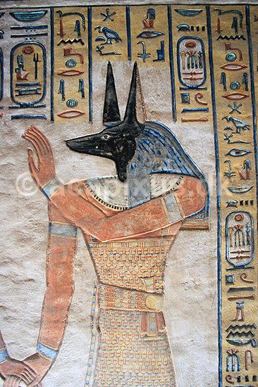 Gravmaleri. V�gmalerier med Anubis i Dronning Tawsert & Sethnakt grav ( Scan af KOL7783 ) ; ; Kongernes Dal / Luxor; Egypten; Afrika; ; 