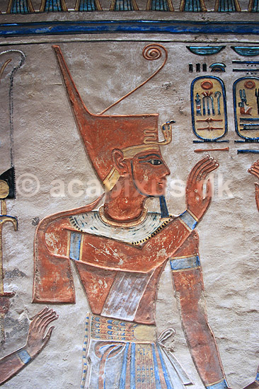 Gravmaleri. V�gmalerier af pharao i Dronning Tawsert & Sethnakt grav ( Scan af KOL7784 ) ; ; Kongernes Dal / Luxor; Egypten; Afrika; ; 