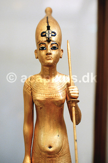 Tutankhamun. Statue fra Tutankhamuns grav p� Egyptologisk Museum, Cairo ( Scan af KOL109 ) ; ; Egyptologisk Museum / Cairo; Egypten; Afrika; ; guld, guldskat, guldskatte, museer, pharao, pharaoer