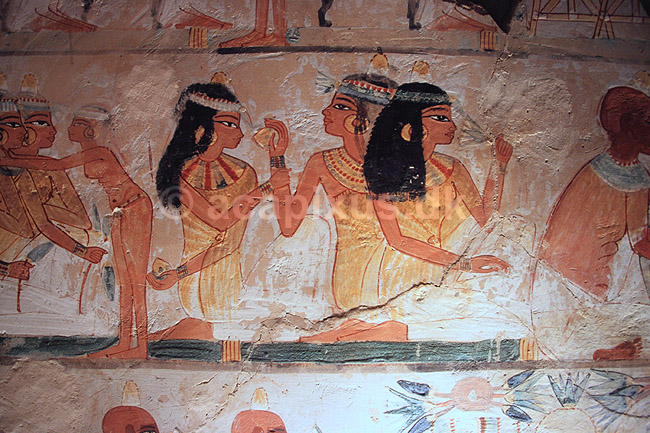 Gravmaleri. Interi�r fra grav fra Tombs of the Nobles ( Scan af KOL7777 ) ; ; Luxor; Egypten; Afrika; ; 