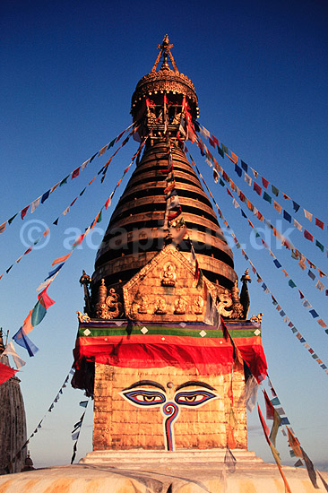 Swayambhunath. Swayambhunath stupaen - Swayambhunath, Kathmandu ( Scan af KOL1416 ) ; ; Kathmandu; Nepal; Asien; ; Buddha, buddhisme, stupa