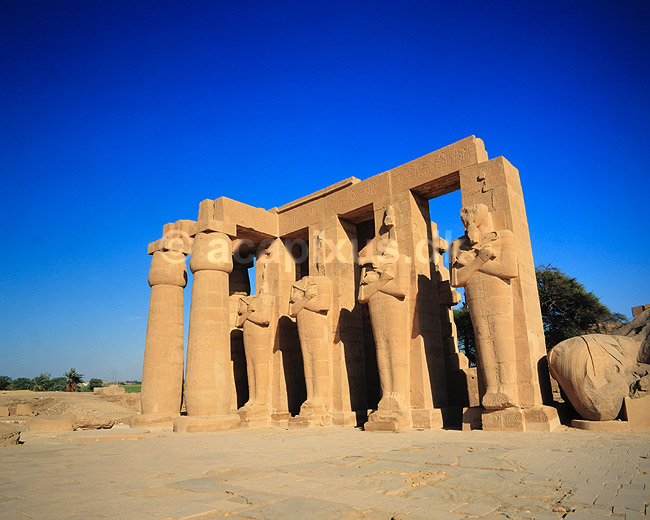Ramesseum Templet. Ramesseum Templet Osiris S�jlerne ( Scan af KOL7703 ); ; Luxor; Egypten; Afrika; ; S�jler, Pharaoh Ramesses II