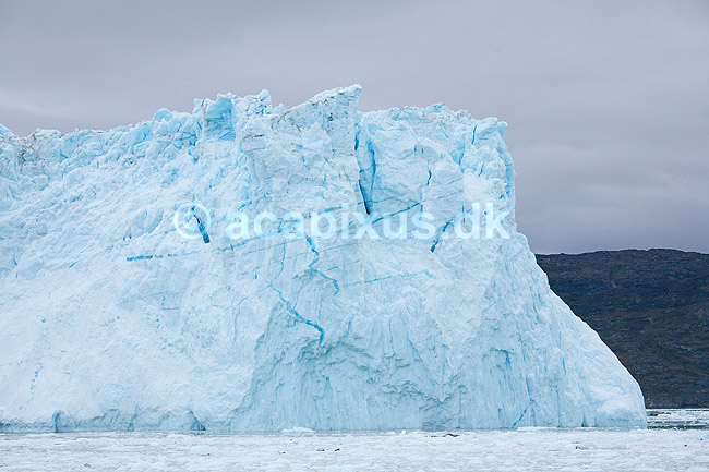 Eqi gletsjeren. Eqi gletcheren glider ud i havet; ; Ilulissat; Gr�nland; ; ; Jakobshavn, landskaber, gletcher, gletsjer, gletscher, br�, is-br�, skri�j�kull, j�kel, glacier