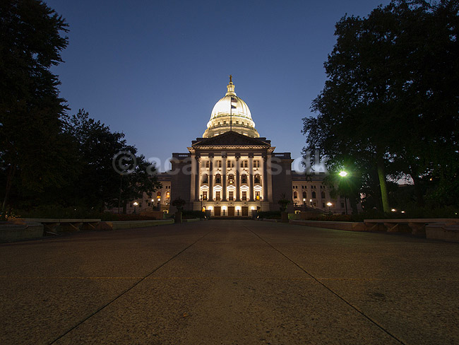 Madison Capitol. Capitol bygningen i Madison p� Wisconsin State Capitol Square; ; Madison / Wisconsin; USA; ; ; Administration, stater, parlament, parlamentsbygning, regering, lokalregering
