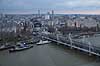 London. Hungerford Bridge over Themsen og foran London Charing Cross Station?. Tattershall Castle p� Themsen. Set fra London Eye.  London England   Storbyer, Storbritanien, River Thames, Downtown, City