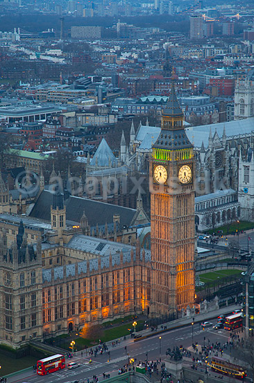 London. Palace of Westminster, Big Ben og Westminster Abbey set fra London Eye; ; London; England; ; ; Storbyer, Storbritanien, River Thames, Downtown, City
