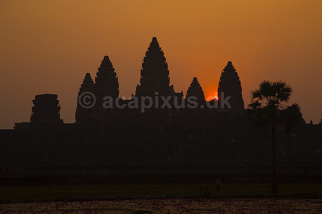 Angkor Wat. Angkor Wat templet ved solopgang i Angkor Archeological Park, World Heritage Site, bygget i 12e �rhundrede af Suryavarman II; ; Angkor Archeological Park / Siem Reap; Cambodia; ; ; Angkor Wat, Templer, Khmer riget