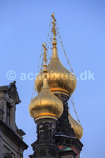Aleksander Nevskij. Forgyldte l�gkupler p� Den russiske kirke, Bredgade 53; ; K�benhavn; Danmark; ; ; Kirker, kristendom, religion