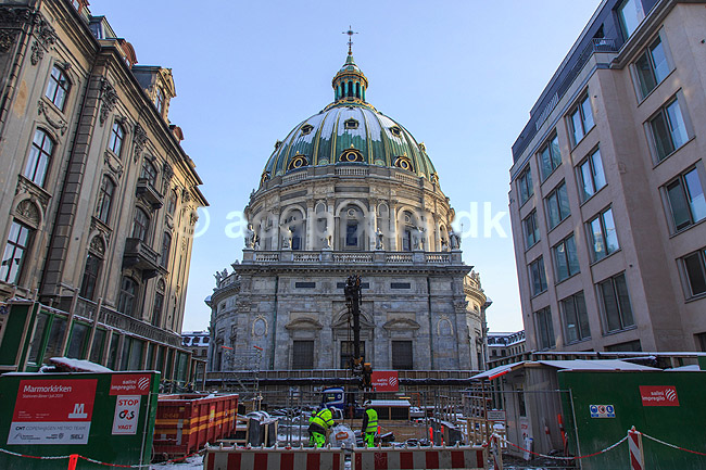 Metrostation. Opf�relsen af den nye metrostation Marmorkirken p� Cityring; ; K�benhavn; Danmark; ; ; 