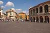 Verona. Piazza Br� med Arena di Verona  Verona Italien  Sev�rdigheder 