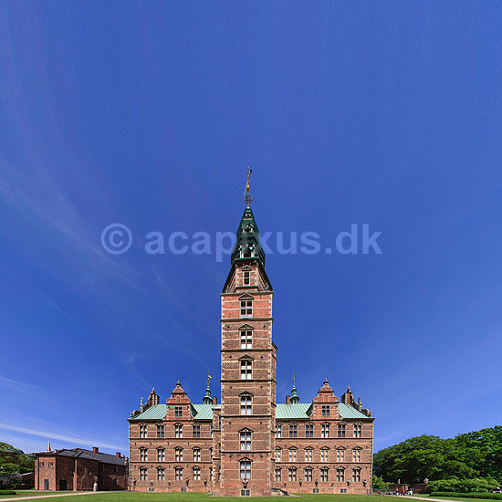 Rosenborg. 180 graders panorama close-up af Rosenborg Slot; ; K�benhavn; Danmark; ; sev�rdigheder; slotte, arkitektur, borge, konged�mmet, monarki, panoramaer