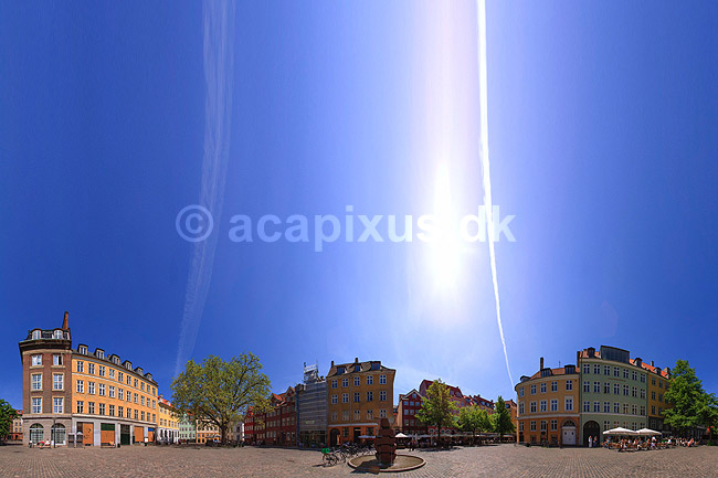 Gr�br�dre Torv. 360 graders panorama af Gr�br�dre  Torv; ; K�benhavn; Danmark; ; sev�rdigheder; pladser, byliv, cafe, city, bebyggelse, huse, sommerliv, panoramaer