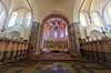 Ribedomkirke. Ateret i Ribe Domkirke (Vor Frue Kirke Maria) - apsis dekoreret med kalkmalerier, glasmalerier og glasmosaikker af Carl Henning Pedersen  Ribe Danmark  Sev�rdigheder Kirker, Domkirker, kristendom, 