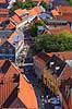 Ribe. Gamle huse i Overdammen, Mellemdammen og Nederdammen i Ribe  Ribe Danmark   hustage, tage, g�gade, g�gader