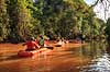 Regnskov. �koturister p� kanotur p� biflod til Iguazu floden, der l�ber gennem regnskoven n�r Yacutinga Lodge   Yacutinga Lodge Argentina Sydamerika  