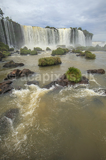 Iguazu vandfaldene. Iguazu vandfaldene med Garganta del Diablo bagerst set fra den Brasilianske side af vandfaldene; ; Iguazu; Brasilien; Sydamerika; ; Vandfald, The Iguazu Falls, Iguaz� Falls, Iguassu Falls, Igua�u Falls, Cataratas del Iguaz�, Cataratas do Igua�u 