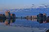 K�benhavns Havn. Morgengry ved K�benhavns-havn set fra Kalvebod Brygge. Th Ingeni�rforeningen IDA  K�benhavn Danmark   Bybilleder, stemningsbilleder