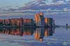 K�benhavns Havn. Morgengry ved K�benhavns-havn set fra Kalvebod Brygge. Th Ingeni�rforeningen IDA  K�benhavn Danmark   Bybilleder, stemningsbilleder