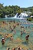 Krka National Park. Badende ved vandfald i Krka National Park  Krka National Park Kroatien   Nationalparker, badning, vand, turisme, sighseeing, ferie, sommer