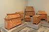 Minoiske lerkister. Minoan larnakes - clay coffins. Udstillet p� Heraklion Archaeological Museum  Heraklion Archaeological Museum / Heraklion / Kreta Gr�kenland   Minoisk, minoan, Crete, archaeology. Ark�ologi, museer, historie