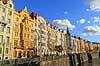 Prag. Huse lange gaden Masarykovo n�b?e�� i Prag  Masarykovo n�b?e�� / Prag Tjekkiet   Sev�rdigheder, arkitektur