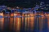Bergen. Bryggen i Bergen i skumringen  Bergen Norge   Turisme, sev�rdigheder
