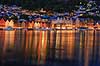 Bergen. Bryggen i Bergen i skumringen  Bergen Norge   Turisme, sev�rdigheder