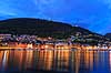 Bergen. Bryggen i Bergen i skumringen  Bergen Norge   Turisme, sev�rdigheder