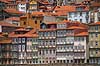 Porto. Husfacader i bydel Ribeira i Porto ned imod floden Duoro  Porto Portugal   Bybilleder, floder