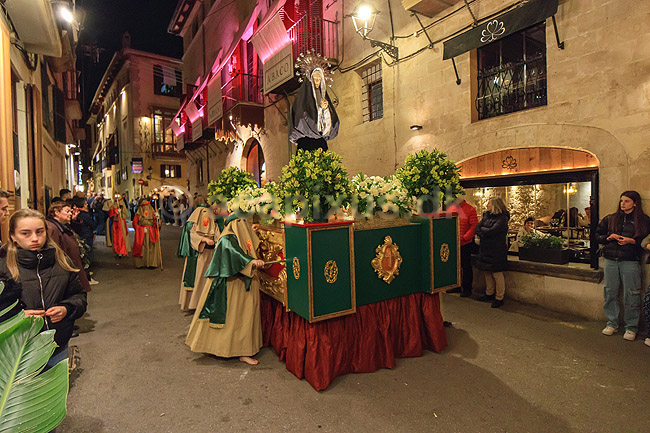 P�skeprocession i Palma de Mallorca. P�ske procession passerer gennem gaderne i Palma de Mallorca; ; Palma de Mallorca; Spanien; ; Sev�rdigheder; Kristendom, katolsk, religion, p�sken