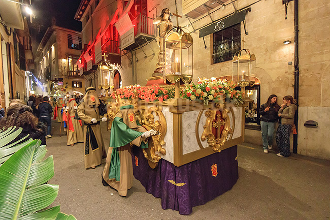 P�skeprocession i Palma de Mallorca. P�ske procession passerer gennem gaderne i Palma de Mallorca; ; Palma de Mallorca; Spanien; ; Sev�rdigheder; Kristendom, katolsk, religion, p�sken