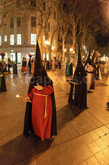 P�skeprocession i Palma de Mallorca. P�ske procession p� Passeig del Born i Palma de Mallorca under La Semana Santas (den hellige uge); ; Palma de Mallorca; Spanien; ; Sev�rdigheder; Kristendom, katolsk, religion, p�sken