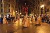 P�skeprocession i Palma de Mallorca. P�ske procession p� Passeig del Born i Palma de Mallorca under La Semana Santas (den hellige uge)  Palma de Mallorca Spanien  Sev�rdigheder Kristendom, katolsk, religion, p�sken
