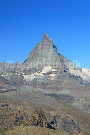 Matterhorn. Det ikoniske bjerg Matterhorn set fra Gornergrat; ; Gornergrat / Zermatt; Schweiz; ; ; Alperne, bjerglandskab, Alpelandskab, bjergvandring