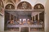 Den Sidste Nadver af Leonardo da Vinci. Jesus og hans desciple i maleriet Den Sidste Nadver af Leonardo da Vinci dateret til 1495�1498. P� v�gen i refractoriet i Santa Maria delle Grazie klosteret  Santa Maria delle Grazie i Milano / Milano Italien  Sev�rdigheder Il Cenacolo, La Ultima Cena, Leonardos Last Supper Museum, Kirke, kirker, kristendom, religion, katolisme