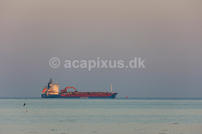 Fragtskib. Fragtskibet M/V Nordvind fra redderiet Arriva sejler gennem �resund lastet med t�mmer; ; �resund / Amager; Danmark; ; ; Fragt, godstransport, transport, tr�, stammer