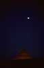 The moon above the Chephren pyramid at Sound and Light show.  Giza, Cairo Egypt Africa  