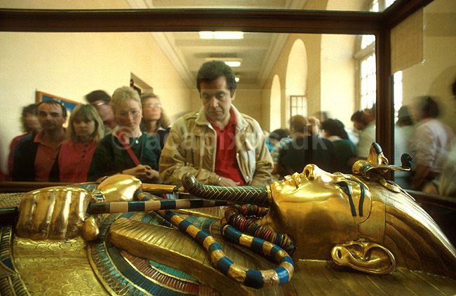 Tutankhamuns mumiekiste p� Egyptologisk Museum; ; Cairo; Egypten; Afrika; ; 