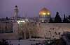Gr�demuren (Western Wall) med Klippemoskeen (Dome of the Rock) i baggrunden  Haram Ash-Sharif / Jerusalem Israel Asien  religion