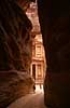 Al Khazneh (The Treasury) appears at the end of the as Siq gorge.  Petra Jordan Asia  