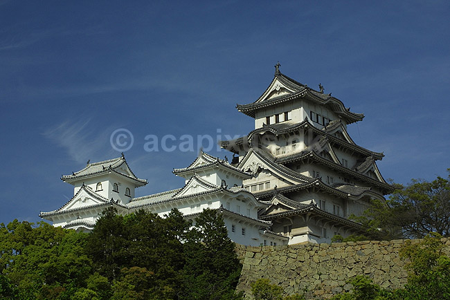 Himeji-jo. Himeji-jo f�stningen i Himeji. Bygget af Toyotomi Hideyoshi i 1580; ; Himeji-jo / Himeji; Japan; Asien; ; borge