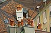 Skorstene. Skorstene p� huse i Geneve  Geneve Schweiz Europa  hustage, varmeforsyning