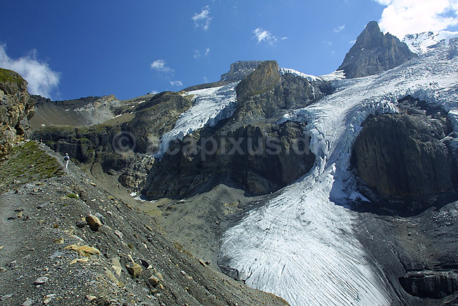 Bl�mlisalpgletscher. Bl�mlisalpgletscheren i Oeschinental i de Schweiziske Alper; ; Kandersteg; Schweiz; Europa; ; glaciologe, erosion, gletschere