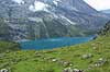 Oeschinensee. Oeschinensee i Oeschinental i de Schweiziske Alper  Kandersteg Schweiz Europa  