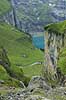 Oeschinensee. Oeschinensee i Oeschinental i de Schweiziske Alper  Kandersteg Schweiz Europa  