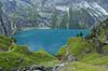 Oeschinensee. Oeschinensee i Oeschinental i de Schweiziske Alper  Kandersteg Schweiz Europa  